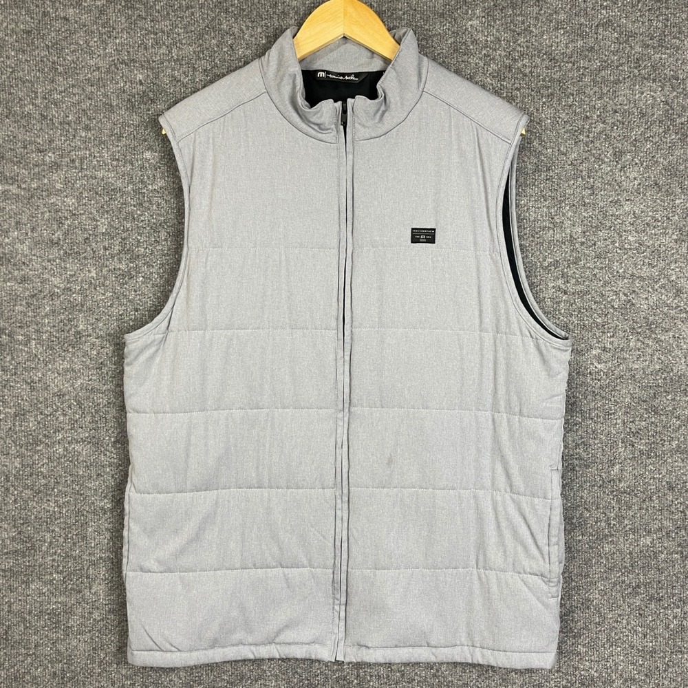 Travis Mathew Puffer Vest Mens Large Gray Good Zip Up Golf Sleeveless